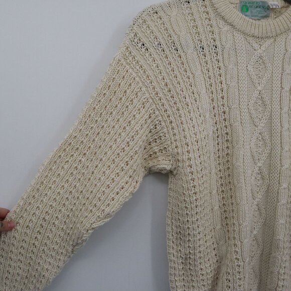 Mairtin Standun Cable Knit Sweater Unisex L Cream Fisherman Scandinavian Rustic - Picture 6 of 16